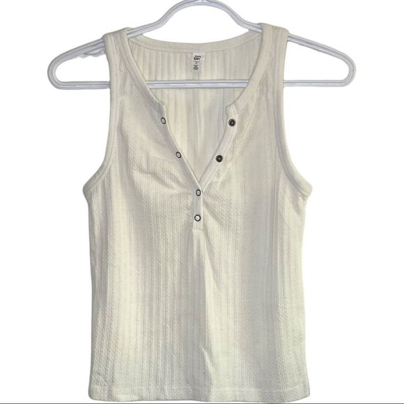 BP Nordstrom snap buttons white tank top S NWOT - Picture 1 of 6